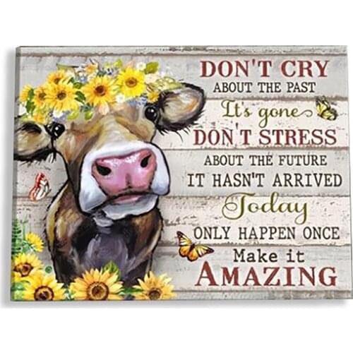 Farms Cows Canvas Animal Sunflowers Room Posters Home Decor Farmhouse Wall Art Painting Picture For Room Office Home Decor