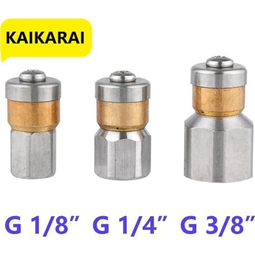 High Pressure Hose Fittings Stainless Steel Rotating Drain Blaster Cleaning Nozzle Sewer Nozzle 1814 38BSP Female Thread