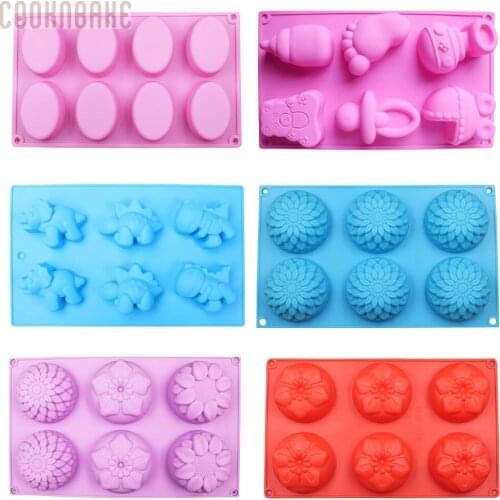 COOKNBAKE DIY Cake Bakeware Mold Silicone Handmade Soap Mold 8 Oval Grooves Silicone Pastry DIY Mold SICM-008-13