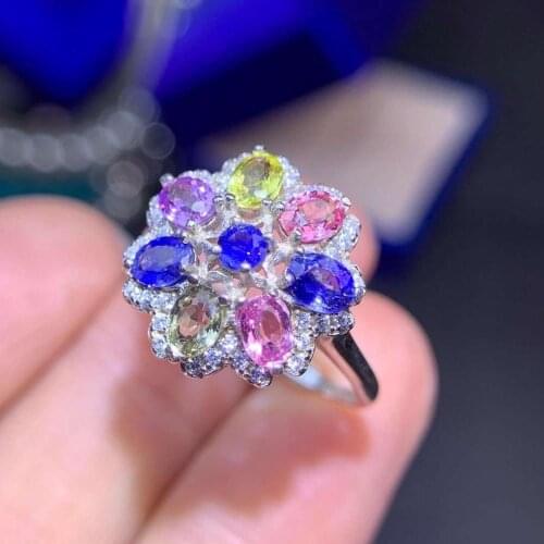 Handworked jewelry Finger rings Natural and Real blue sapphire ring 925 sterling silver Fine handworked jewelry Finger rings