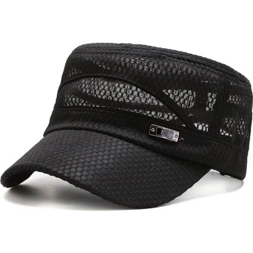 Quick Dry Hat Unisex Cadet Army Cap Adjustable Flat Top Baseball Sun Cap Fashion Mesh Hat Outdoor Sports Sun Hat Summer Cap