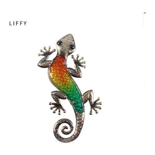 Colorful gecko hanging wall idylic wind dazzle colorful glass three-dimensional gecko decorative arts wall soft decoration