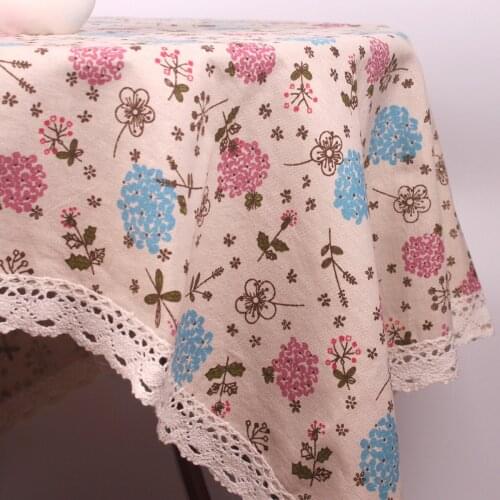 CURCYA Countryside Dandelion Flowers Lace Linen Table Cloth for Round Tables / Windflowers Beige Table Cover for Dinning Table