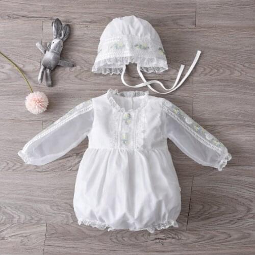2021 Princess Infant Baby Girls Lace Romper White Lace Floral Jumpsuit Spanish Summer Newborn Rompers Baby Clothes Photography
