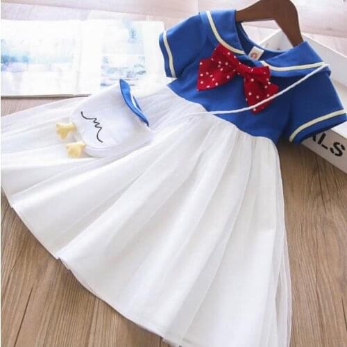 Summer new baby girl bow school dress kids dress for girl children clothes wholesale