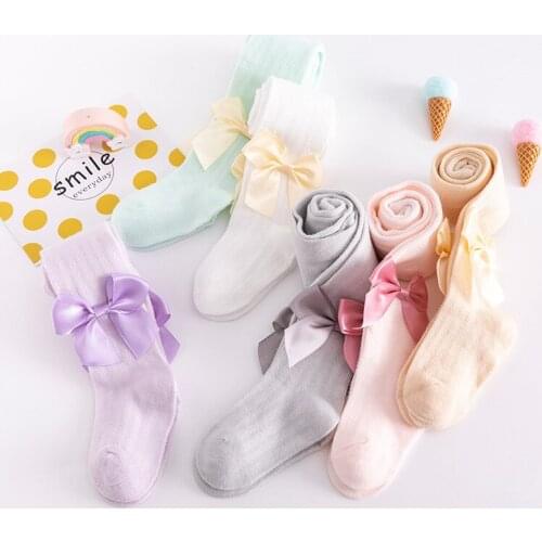 Summer Cute Girls Tights Baby Bowknot Cable Knit Tights For Children Cotton Breathable Pantyhose For Toddler Girls Stockings