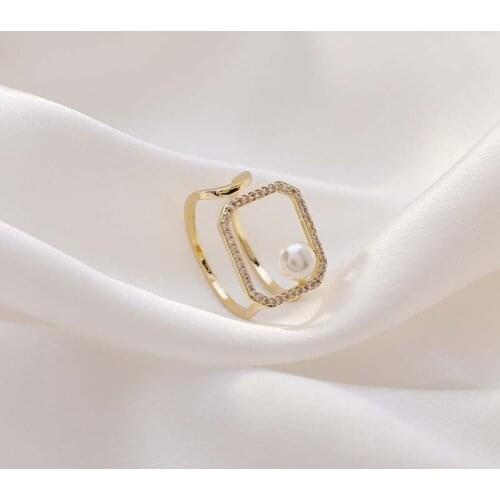 Index Finger Ring Personality Design Geometry Fashion Simple Jewelry Zircon Wedding Anniversary Rings For Women Female Gift