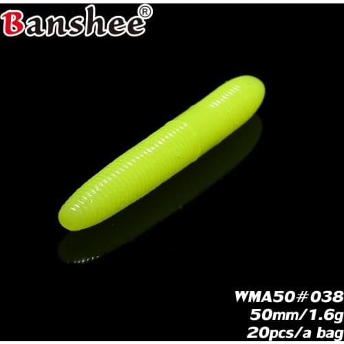 WMA50 Worm Soft Bait Lure Swimbait 1.6g/ 50mm 20pcs/lot Plastic Fake lifelike Walleye bass Artificial fishing for Wacky Jig