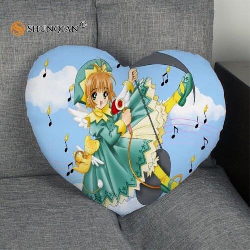 New arrival Custom zipper Pillowcase Cover card captor sakura Heart Shape Pillow Cover Size 41x36cm,47x42cm