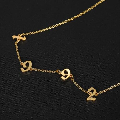 MYDIY Stainless Steel Choker Old English Custom Digital Necklace Year Month Day Digital Customization Christmas New Year Gift