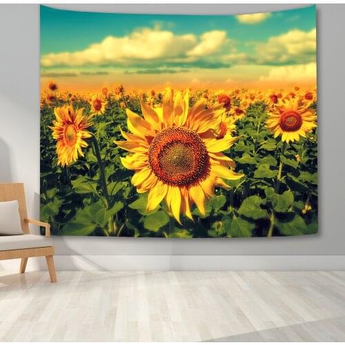 Sunflower Tapestry Sunset Sunflower Field Tapestry Bedroom Floral Plant Tapestry Yellow Flower Tapestry for Room decor