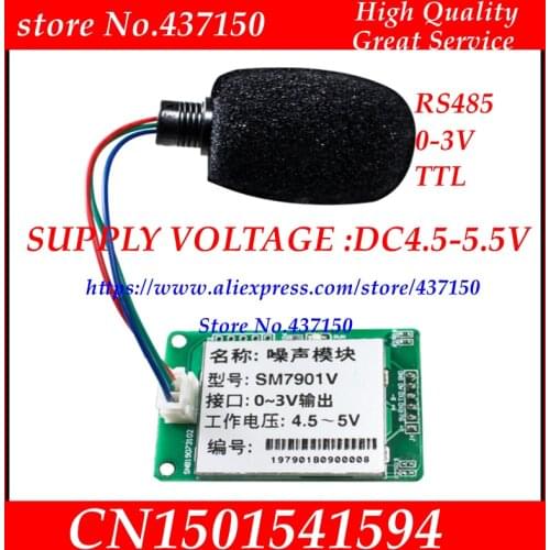 DC4.5-5.5V 30~130dB Industrial noise detection module, decibel meter,RS485 0-3V TTL noise sensor, sound detection module