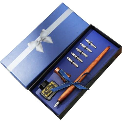Simplicity Calligraphy Pen Gift Box Set Fountain Dip Pen with 5 Nibs Stationery Writing Pens for Beginners School Supplies Gifts