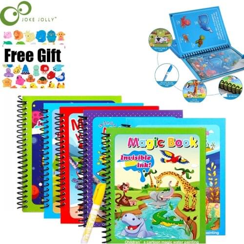 1Set Montessori Coloring Book Doodle & Magic Pen Painting Drawing Board For Kids Toys 5pcs Swimming Toys Birthday Gift WYW