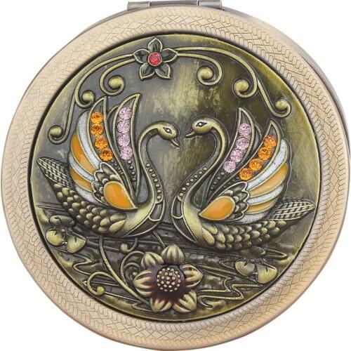 Russian mini portable double-sided make-up mirror folding portable small mirror retro cute round mirror for men and women