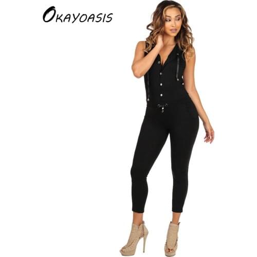 OKAYOASIS Sexy Bodysuit Sleeveless Elegant Jumpsuit Romper Party One Pieces Casual Lady Playsuits