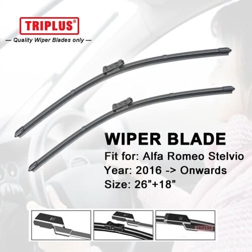 Wiper Blade for Alfa Romeo Stelvio (2016-Onwards) 1set 26"+18",Flat Aero Windscreen Wiper,Frameless Soft Windshield Wiper