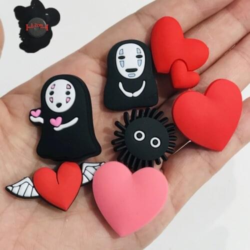 1PCS PVC Japan Anime Cute Fridge Magnets Kawaii Heart Faceless Coal Refrigerator Magnetic Sticker Kids Gifts Stationery Toys