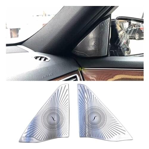 2PCS For Mercedes Benz E Class W212 Interior Trim Car Styling Car Audio Speaker Cover Stainless Steel Sticker Decor Accessories
