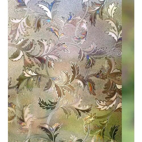 3D Brown Frosted Window Film Self-Adhesive Decorative Leaf Static Cling Privacy Glass Film Frosting Privacy Film UV Protection