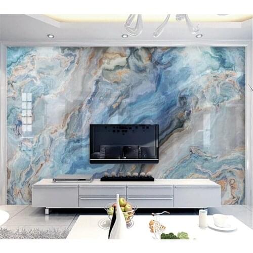 Beibehang Custom wallpaper 3D realistic mural with long flowing blue landscape marble TV background wall papers home decor обои