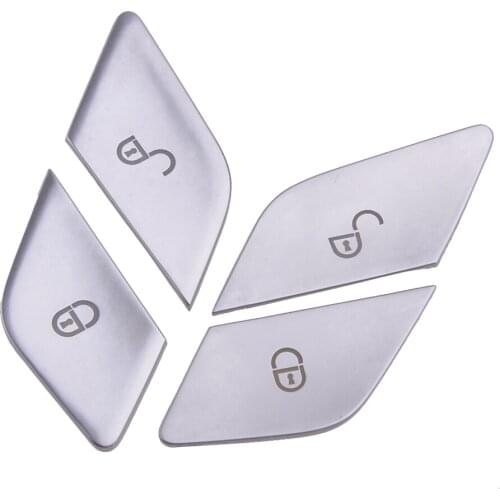 4pcs Door Lock Unlock Button Cover Trim Decor Silver Fit for Mercedes Benz C E GLC Class W205 W213 X253 2016 2017 2018 2019
