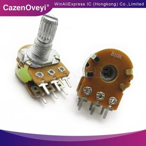 5pcs/lot B1K B2K B5K B10K B20K B50K B100K B500K B1M 6Pin Shaft WH148 Potentiometer 1K 2K 5K 10K 20K 50K 100K 500K 1M
