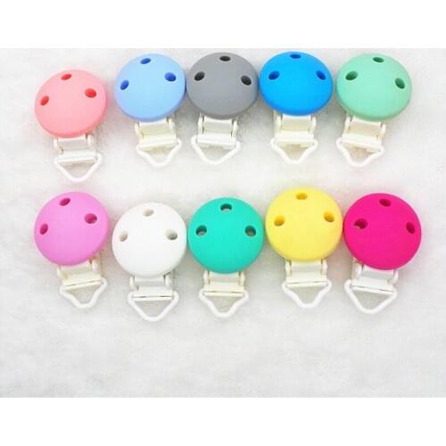 Chengkai 50pcs Plastic Silicone Round Teether Clips DIY Baby Pacifier Dummy Soother Teething Nursing Jewelry Sensory Toy Clips