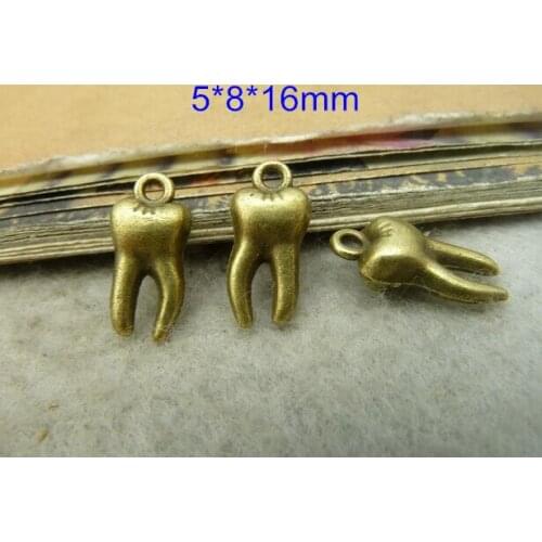 90 Awesome Tooth Charms Antique Bronze Tone 5*8*16mm - Free Shipping