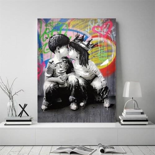 Abstract Canvas Oil Painting Banksy Graffiti Wall Art African Women Canvas Poster Print Wall Pictures for Living Room Wall Decor