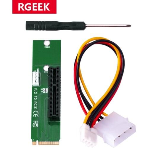 M.2 NGFF SSD Male to PCI-e Express 4X Female Converter Adapter m2 Riser Card with 4pin molex power Supply Cable
