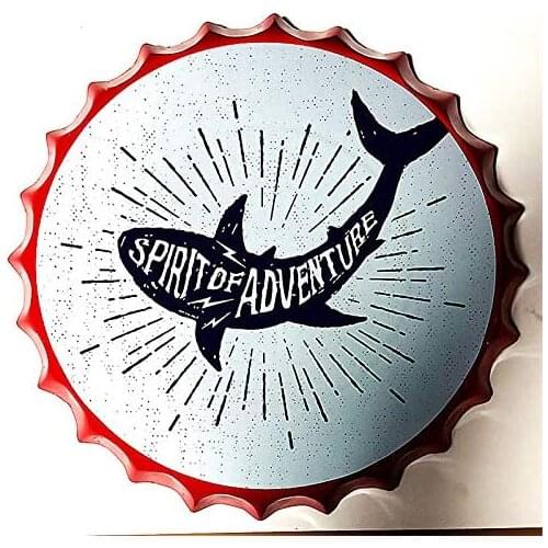 Retro Sign Spirit of Adventure Bottle Caps Retro Metal Tin Sign Diameter Home Decor Bar Plaque Lounge Man Cave Garage