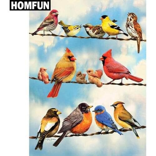 HOMFUN Full Square/Round Drill 5D DIY Diamond Painting "Animal bird" Embroidery Cross Stitch 5D Home Decor Gift A00984