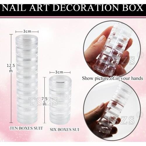 2pcs/lot NEW Quality 6/10 combine Clear Empty Plastic Nail Art Cosmetic Pots/Jars