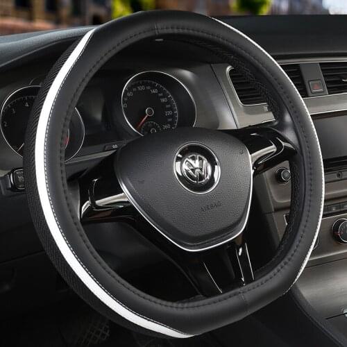 D Shape Car Steering Wheel Cover Leather for Golf K3 POLO JATTA Suzuki Swift Nissan Rogue 2017 2018 2019 2020