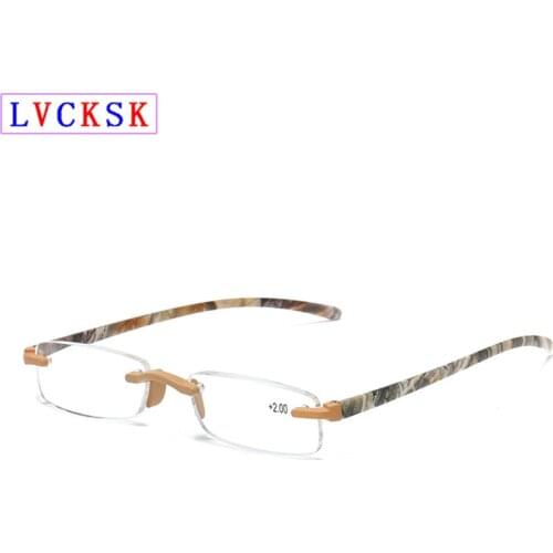 Women Fashion Reading Glasses magnifier Men Rectangle Rimless Presbyopia Eyeglasses Hyperopia Spectacles Send Leather Pouch N5