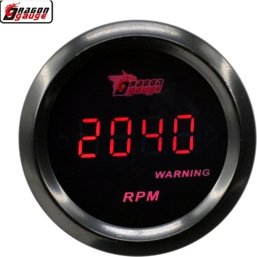 Dragon 2" 52mm Red LED BackLight Electronic Digital Auto Tachometer Gauge Gasoline Engine 9999 RPM Meter Free Shipping