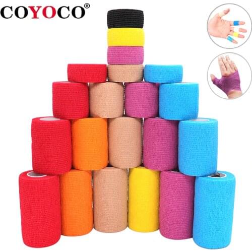 4.5m Colorful Elastoplast Elastic Wrap Tape COYOCO 2.2 Times Elastic Sports Self Adhesive Bandage For Knee Finger Ankle Palm