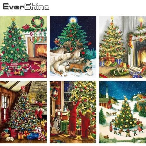 Evershine Diamond Painting Christmas Tree 5D DIY Full Square Drill Embroidery Sale Rhinestone Picture Christmas Home Decoration