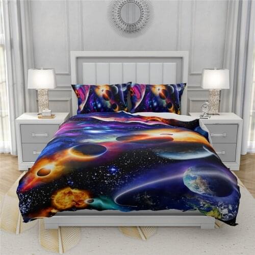 3D Space Planet Duvet Cover Set For Children Universe BoyS Single Double Bed Cover Kids Bed Linen Set Beddings Nordic Cartoon
