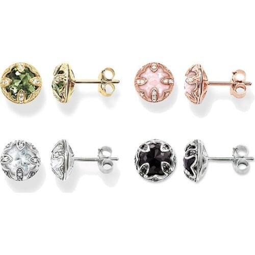 White/Pink/Green/Black Lotus Flower Round Stud Earrings Rose Gold 925 Silver Ear Jewelry Accessories Gifts Women Men Wholesale