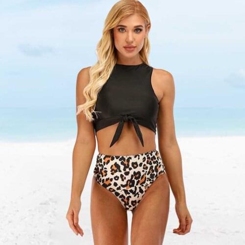 Leopard Print High Waist Swimwear Women 2021 New Sexy High Cut Bikini Beachwear Swimsuit Female Snake Print Brazilian Biquini