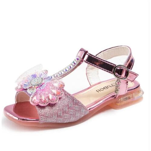 2021 summer fashion childrens sandals girls bow diamond princess shoes childrens dance light soft bottom anti slip sandals