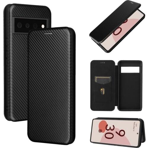 Magnetic Carbon Fiber Flip Leather Wallet Case For Google Pixle 6 Pro 5A 4A 5G 4 XL 3A XL 3 XL Holder Walle Cover Phone Case