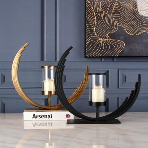 Metal Candle Holder Ornament Crafts Creative Table Desk Modern Study Living Room Home Desktop Wedding European Luxury Vase Decor