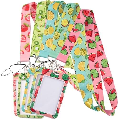 DZ1425 New High Quality Cute Watermelon Key Lanyard Employee Name ID student access Card Badge Holder Keychain Keyring