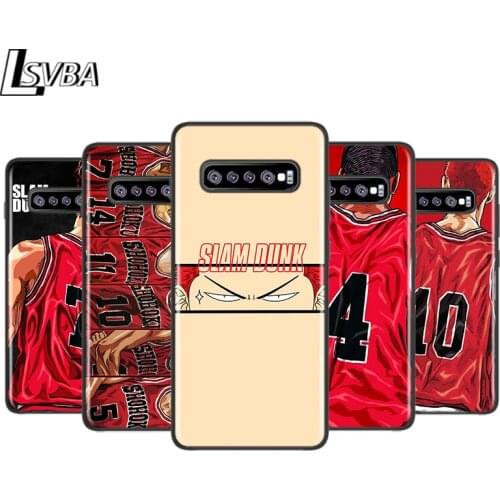 Cartoon Anime Slam Dunk for Samsung Galaxy Note 20 Ultra 10 9 8 Pro S10E S10 5G S9 S8 S7 Plus Bright Black Phone Case Capa