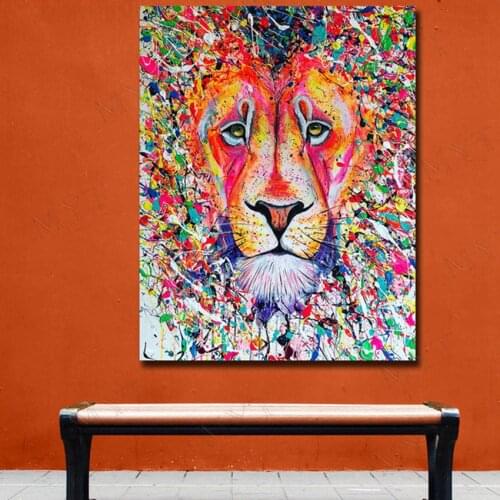 MYT Hand Painted Lion Oil Paintings Modern Abstract Oil Painting On Canvas Wall Art Pictures For Living Room Hotal Home Decor