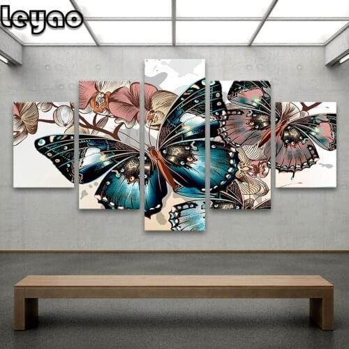 5 Piece Butterfly Flower Animal Diamond painting room decor diy 5d diamond embroidery mosaic multi-picture,diamond mosaic crafts