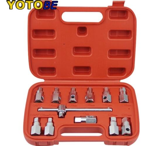 12pcs Oil Drain Plug Key Set Hexagon Socket Kit Nut Adaptor Car Tools